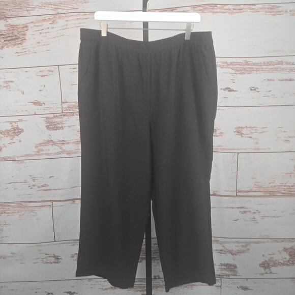 Linea by Louis Dell'Olio Crepe Gauze Pull-On Crop Pants Black Size XL - Picture 1 of 9